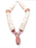 White Agate Pink Sea Glass Necklace
