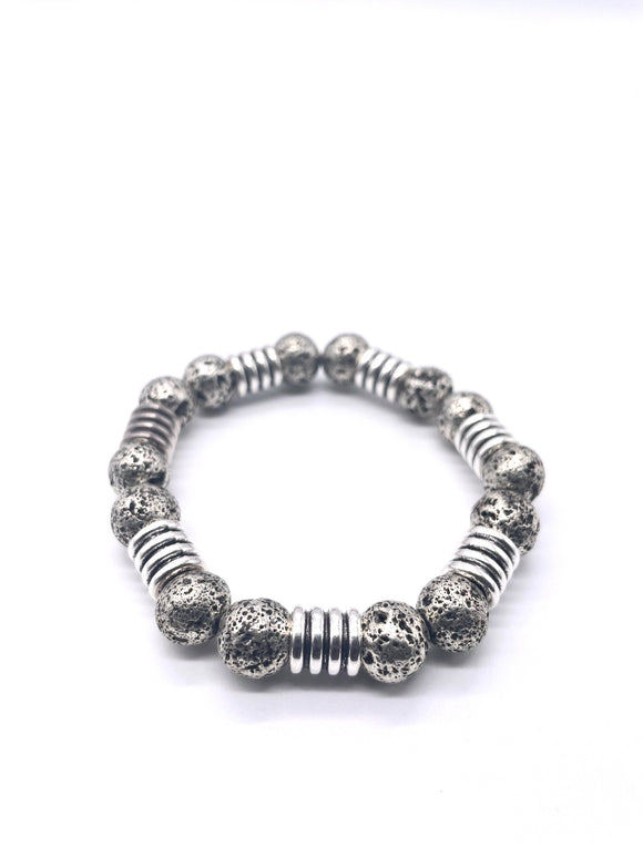 Silver Lava Stone Bracelet